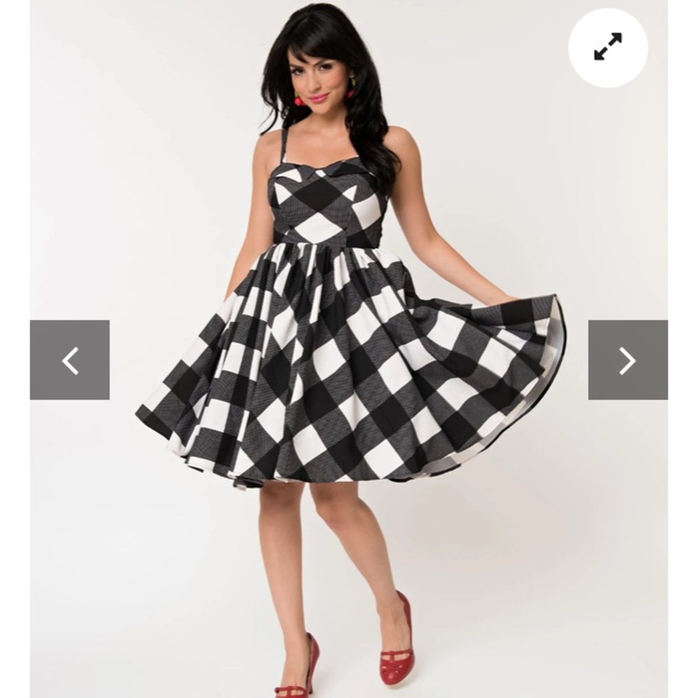 Unique Vintage Black & White Rachel Swing Dress